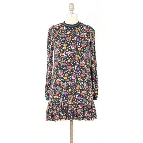 Zara Dresses & Skirts - Zara Dark Floral Crew Neck Shift Dress